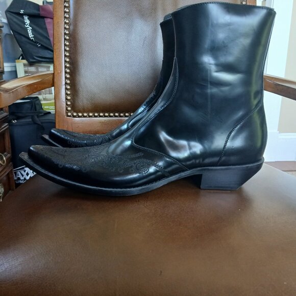 Mens black all leather short boots. New and Unworn. - Picture 7 of 10